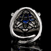 Fabrieksdirecte verkoop Art Deco ovale multi-kleurige edelsteen halo statement ring 18K verguld luxe