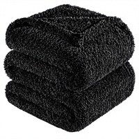 Couverture en polaire corail noire taille Queen, douce, pour lit, jeté, toutes saisons, usage domestique