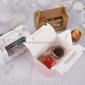 Boîte à gâteaux en papier kraft avec poignée emballage biodégradable mini boîtes à gâteau pignon avec poignées boîte à gâteaux de rêve - Product Image 4