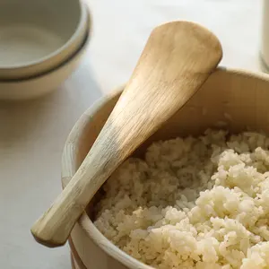 SHIMOYAMA-cuchara de paleta de arroz, cuchara antiadherente de madera Natural, servicio de alimentos, utensilios de cocina para ensaladas de arroz y patatas