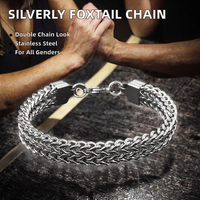 Bracelets à breloques queue de renard Silverly Bali, unisexe, double maillon cubain, en acier inoxydable, marque Pincai, pour anniversaire et mariage