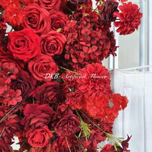 Wholesale artificial flower Wedding Arch Backdrop Event Party Stage Decoration red silk rose flower wedding Background Flower - Product Image 4