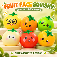 Jouets Squishy en PU à Visage de Fruit Mignon, à Remontée Lente, Doux, Anti-Stress, Styles Assortis pour la Vente en Gros