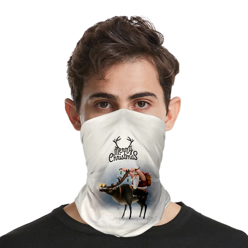 Nuevo diseño de patrón de Navidad bufanda de impresión pesca ciclismo senderismo poliéster Bandana tubo al aire libre montar deportes bufanda sin costuras