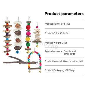 Grande pappagallo uccello giocattoli da masticare noci naturali blocchi di legno uccelli gabbia Stand palline colorate <span class=keywords><strong>Rattan</strong></span> uccello da masticare altalena giocattolo - Product Image 4