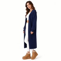 Cardigan Femme Personnalisé avec LOGO, Tricoté Côtelé, Manches Longues, Couleur Unie, Décontracté, Tendance Hiver, Polyester Doux, Fabrication OEM & ODM