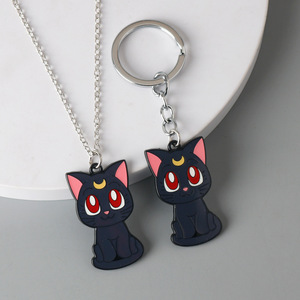 Mignon chat <span class=keywords><strong>Luna</strong></span> Anime mode pendentif porte-clés personnalisé en alliage de Zinc personnage de dessin animé écologique collier léger - Product Image 2