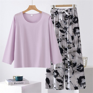 Ensemble décontracté deux pièces pour femme : haut ample à manches longues et pantalon large imprimé – Idéal printemps-automne - Product Image 5