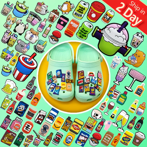 Прямая Продажа с фабрики, оптовая продажа, милый пузырьковый чай, кофе, аксессуары для обуви, Настраиваемые забавные товары, напитки, ПВХ, подвески для обуви - Product Image 1