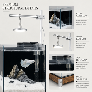 Acuario de escritorio para betta con filtro colgante de 4W y soporte de lámpara ajustable, pecera nano - Product Image 3