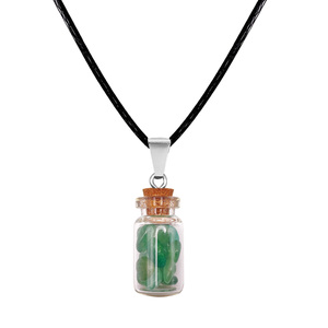Ciondolo barattolo di auguri con avventurina verde belle collane per fortuna e ispirazione collana pendente - Product Image 1