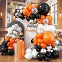 Kit d'arche de ballons d'Halloween orange et noir en gros, kit de guirlande de ballons en latex avec confettis citrouille, crâne, araignée, fournitures de fête pour les fêtes