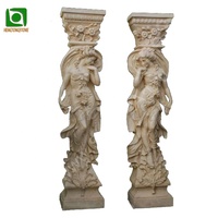 Villa Bâtiment Décoratif Sculpté À La Main En Marbre Blanc Naturel Figure Grecque Statue Sculpté Colonne Pilier