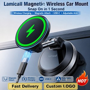 Support de téléphone magnétique sans fil universel pour voiture, fixation par ventouse, charge rapide 15W, pour voiture, camion, SUV - Product Image 1