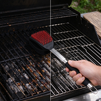 Brosse de nettoyage de barbecue 3 en 1, brosse de nettoyage de barbecue double face, poils en nylon et tampon à récurer avec grattoir