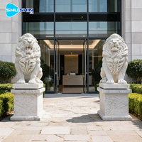 Statues de lion en marbre de haute qualité, artisanales et modernes, surface personnalisable, adaptées à la décoration intérieure, aux jardins, aux villas et aux manoirs