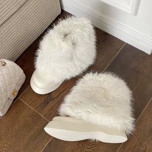 Stivaletti da <span class=keywords><strong>donna</strong></span> in peluche con tacco grosso in pelle con zeppa con tacco alto in pelliccia per scarpe da <span class=keywords><strong>donna</strong></span> Femme Botas - Product Image 5