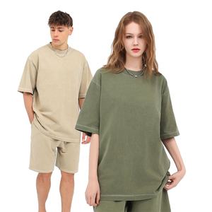 T-shirt d'été de haute qualité pour hommes Logo personnalisé uni 100% coton t-shirt surdimensionné 350gsm sérigraphie lourde t-shirt unisexe - Product Image 4