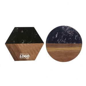 Custom Modern Marble and Acacia Wood Coasters for Stylish Home Decor - Product Image 1