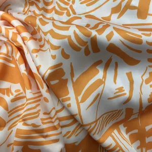 Custom Digital Printed Elastic Summer Polyester Silk-like Satin Fabric For Ladies Dress