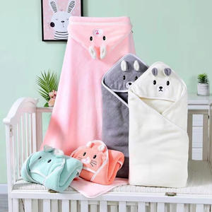 Handuk Mandi Bayi Berkerudung Motif Hewan Bahan Coral Fleece Cepat Kering, Selimut Bungkus yang Dapat Dipakai untuk Kamar Mandi & Kamar Tidur Anak - Product Image 2