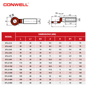 DTL-2 Cosses Anneau Types En Aluminium Cuivre Bimétallique Connecteur Terminaison Du Câble <span class=keywords><strong>Lug</strong></span> - Product Image 6