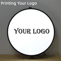 Enseigne publicitaire lumineuse ronde personnalisée avec logo, enseigne extérieure pour commerce, enseigne lumineuse circulaire à LED, enseigne lumineuse brillante