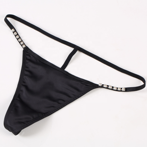 Conjunto de Corsé de Satén Negro Personalizado con Cadena de Diamantes de Imitación, Bustier con Aros y Tanga, Lencería de 2 Piezas para Mujer, OEM - Product Image 4