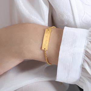 <span class=keywords><strong>Pulsera</strong></span> de Diseño Cuadrado de Acero Inoxidable, Elegante y Lujosa, con Letras en Inglés, Joyería de Alta Gama y Romántica - Product Image 5