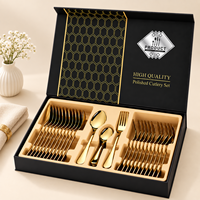 Ensemble de 36 couverts en acier inoxydable poli de qualité supérieure, cuillères, fourchettes, cuillères à café, avec boîte cadeau pour la restauration en gros