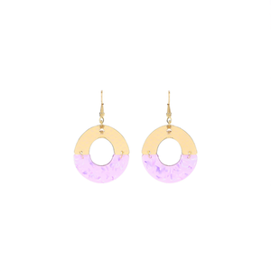 PND202404-870 Fashion <b>Earrings</b> <b>Gold</b> Plated Stainless Steel Resistant Sustainable Purple Acrylic <b>Dangle</b> <b>Earrings</b> - Product Image 2