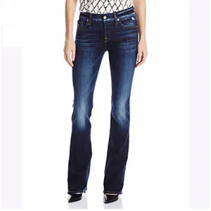 Women slim design jeans navy denim bootcut jeans for sale