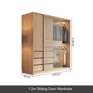 Closet Tempered Glass Wooden Modern Latest Design Apartment Bedroom Furniture Cloth <b>Storage</b> Sliding Door Wardrobe - Product Image 6