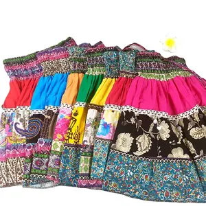 Customized summer Cotton and linen printed women's ethnic style skirt ethnic style retro printed skirt for women