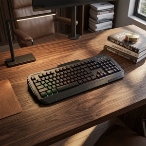 <span class=keywords><strong>Clavier</strong></span> de jeu mécanique rétroéclairé RVB personnalisé, <span class=keywords><strong>clavier</strong></span> de jeu filaire USB avec touches programmables, ergonomique pour les joueurs sur PC - Product Image 6
