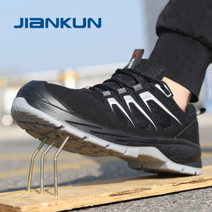 JIANKUN Bottes unisexes en cuir de vache Mode SBP/EH Anti-perforation/anti-écrasement Embout en acier <span class=keywords><strong>Chaussures</strong></span> de sécurité décontractées pour <span class=keywords><strong>hommes</strong></span> <span class=keywords><strong>Chaussures</strong></span> de sport industrielles Hiver - Product Image 2