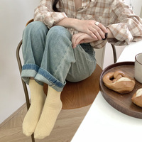 Nouvelles chaussettes en coton côtelé pour femmes, couleur claire d'automne