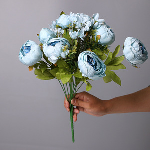 Vente chaude 13-Tête Soie Pivoine <span class=keywords><strong>Fleur</strong></span> Bouquet <span class=keywords><strong>Fleur</strong></span> Artificielle pour La Maison <span class=keywords><strong>De</strong></span> Mariage <span class=keywords><strong>De</strong></span> Noël Halloween Retour à L'école Décor - Product Image 3