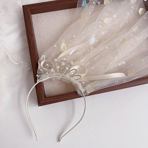 N9 nouvelle arrivée petit bébé filles tutu pince à cheveux enfant enfants solide beige couronne voile pour fête mariage accessoires - Product Image 6