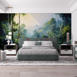 <span class=keywords><strong>Papier</strong></span> <span class=keywords><strong>peint</strong></span> mural personnalisé imperméable à l'eau, paysage naturel, décoration murale pour la maison, scène de <span class=keywords><strong>jungle</strong></span> - Product Image 2