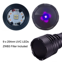 Lampe torche LED UVC portable à ondes courtes 254 nm avec filtre ZWB3, lampe torche LED UV rechargeable pour la détection des minéraux