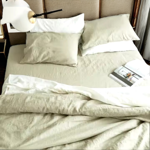 Parure de lit chic en patchwork blanc argenté avec broderie florale, housse de couette et drap-housse en coton à fibres longues pour lit King/Queen - Product Image 2