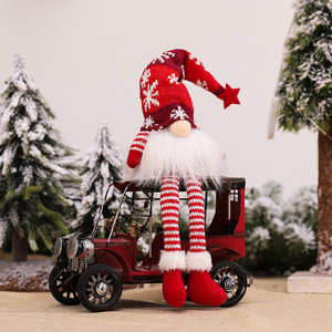 Muñeco de Gnomo Navideño de Peluche sin Rostro con Patas Largas, Decoración para el Hogar, Gorro Tejido, Barba Blanca, Adorno Festivo para Mesa - Product Image 1