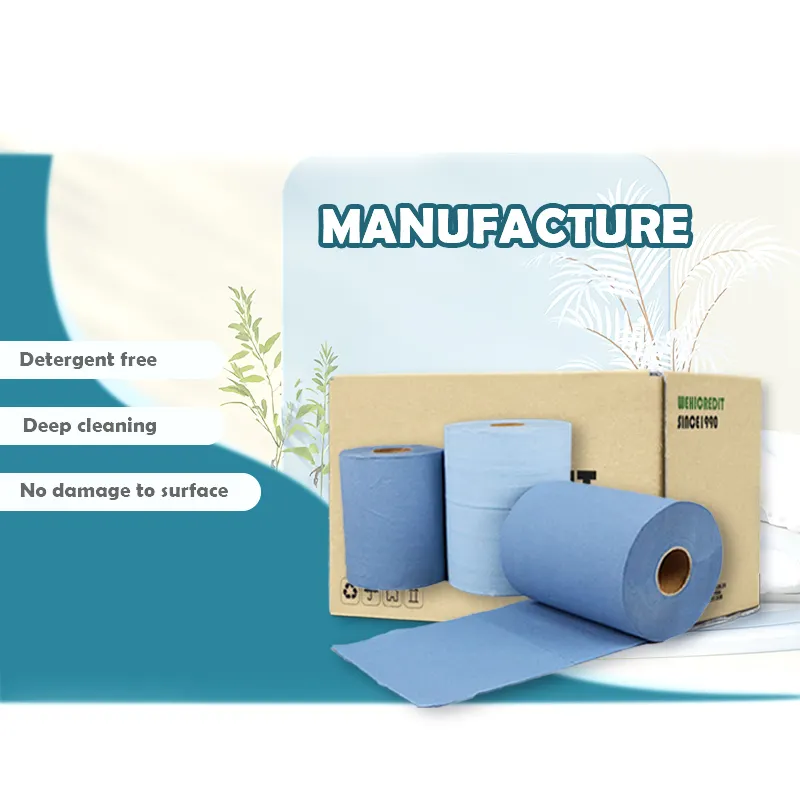 Fabricant bleu 2 plis papier essuie-mains rouleau mains marques essuie-mains personnalisé oem