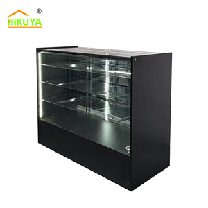 Mostrador de Venta al por Mayor HiKUYA, Personalizado, con Vitrina de Vidrio, Estantes de Vidrio, Paneles de Melamina y Puertas Corredizas - Product Image 1