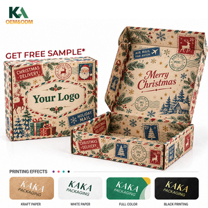 Boîtes d'expédition de Noël vintage personnalisées imprimées, <span class=keywords><strong>en</strong></span> kraft, avec logo, pour l'e-commerce par KAKA - Product Image 1