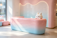 Comptoir de réception moderne de luxe en fibre de verre écologique avec éclairage LED, personnalisé pour supermarché et bar à domicile, design durable