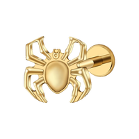 Bijoux de piercing corporel tendance en titane G23 plaqué or, série animale pour enfants, pour lèvre, labret, anneau, oreille, nez