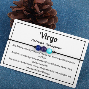 Nuovo 12 zodiaco <span class=keywords><strong>pietra</strong></span> sfaccettata con perline per bracciale in cristallo tessuto a mano creativo alla moda personalizzato per bracciale con carte - Product Image 3