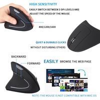 2.4G Wireless USB Left Handed Ergonomic Optical Vertical Mouse-800/1200/1600 DPI 6 Buttons RGB Backlit for Laptop Desktop PC